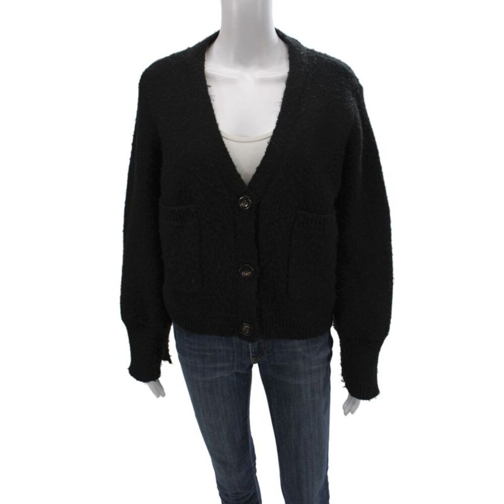 Apparis Women Cardigan Black V-Neck Long Sleeve Recycled Polyester Size XS